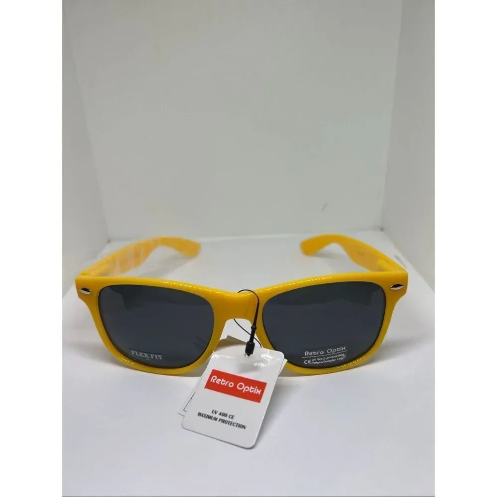 Retro Optix Neon Yellow Flex Fit Sunglasses UV400 Smoke Lens Bold
